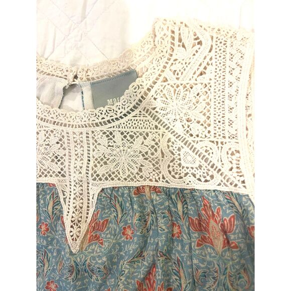 Maeve Anthropologie Women's Top Sz S Boho Floral Sleeveless Top Dainty Crochet - Picture 8 of 12